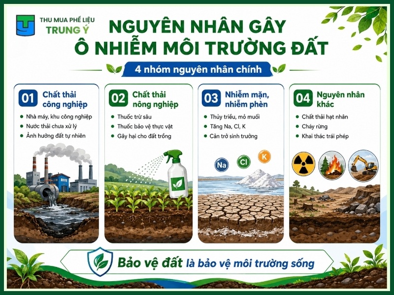 Nguyên nhân gây ra ô nhiễm môi trường đất là gì?
