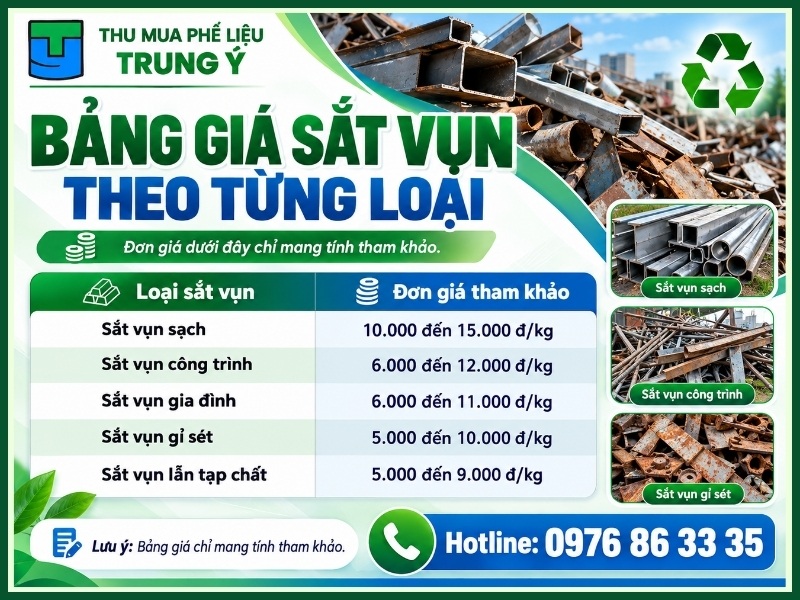 Bảng giá sắt vụn theo từng loại