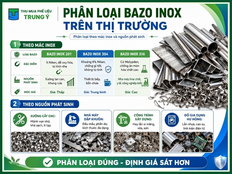 Phân loại bazo inox trên thị trường