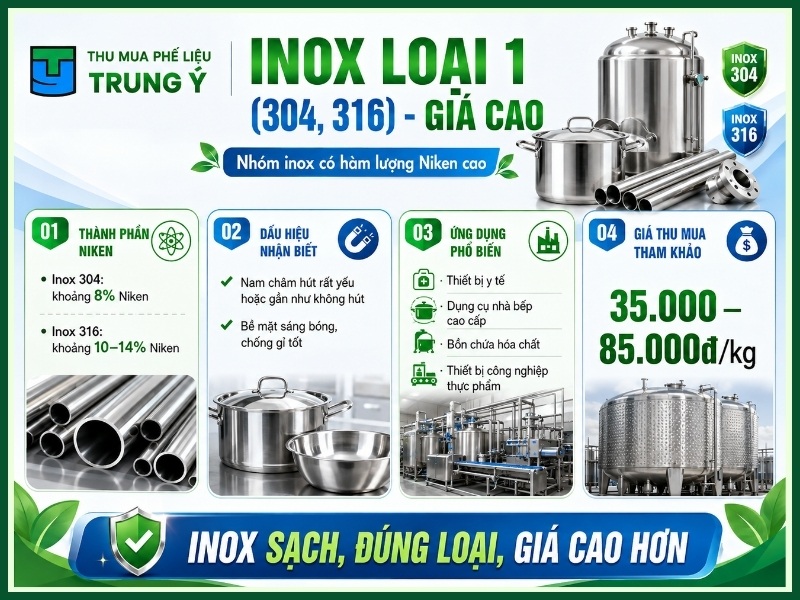 Inox loại 1 (304, 316) - giá cao