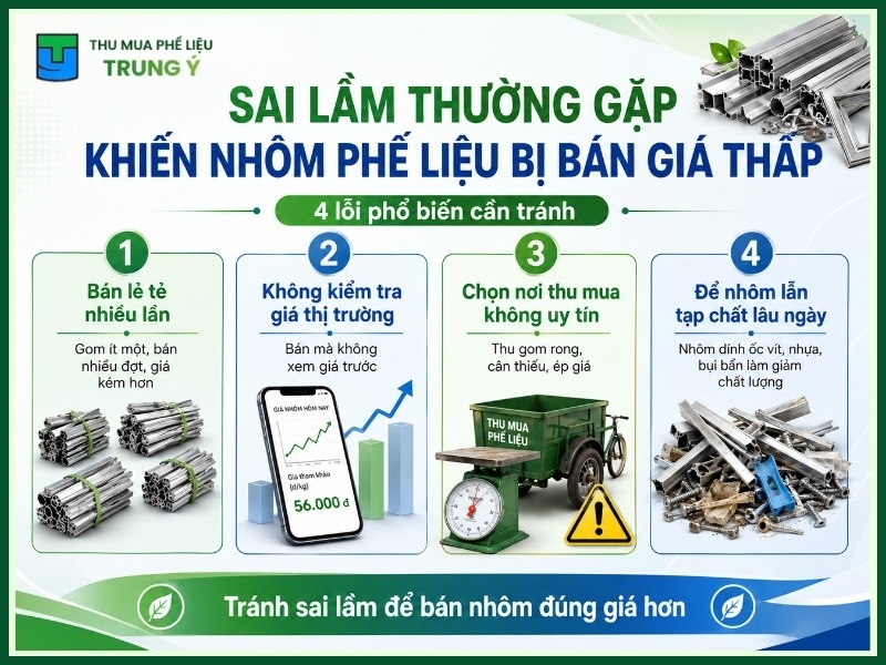 sai lầm thường gặp khiến nhôm phế liệu bị bán giá thấp