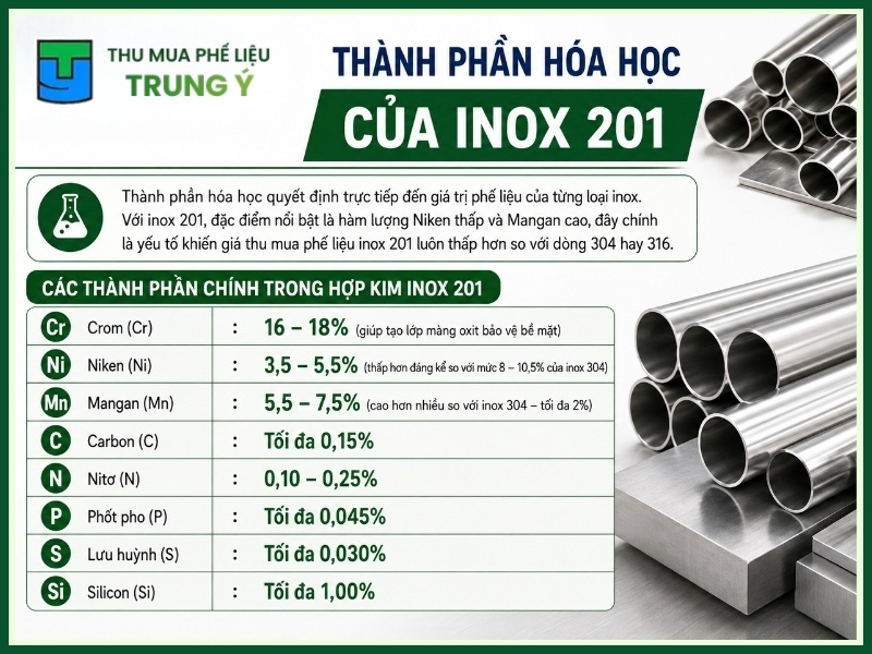 Thành phần hóa học của inox 201