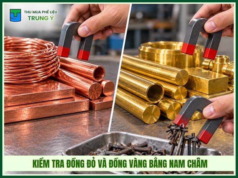 Kiểm tra đồng đỏ và đồng vàng bằng nam châm