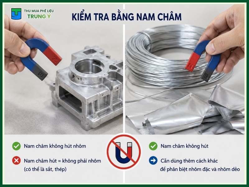 Kiểm tra nhôm bằng nam châm
