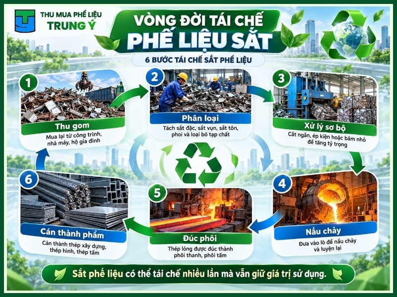Vòng đời tái chế phế liệu sắt