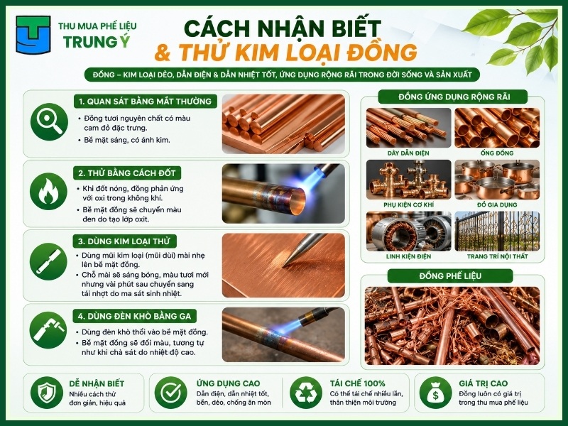 Cách nhận biết và thử kim loại đồng