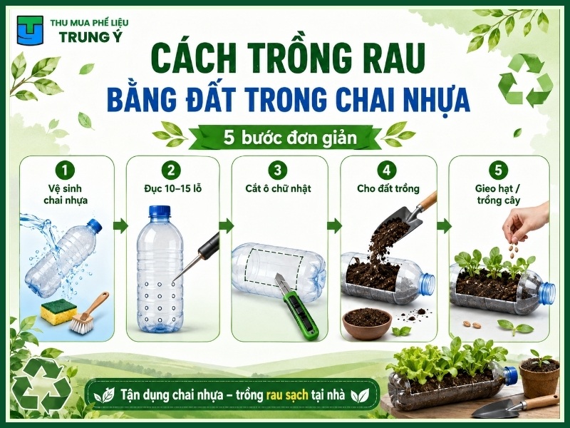 Cách trồng rau bằng đất trong chai nhựa