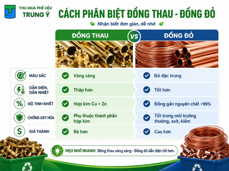Cách phân biệt đồng thau - đồng đỏ đơn giản