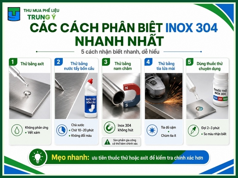 Các cách phân biệt inox 304 nhanh nhất