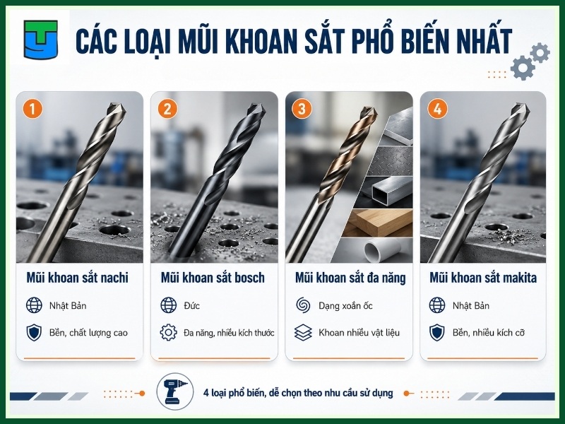 Các loại mũi khoan sắt phổ biến nhất