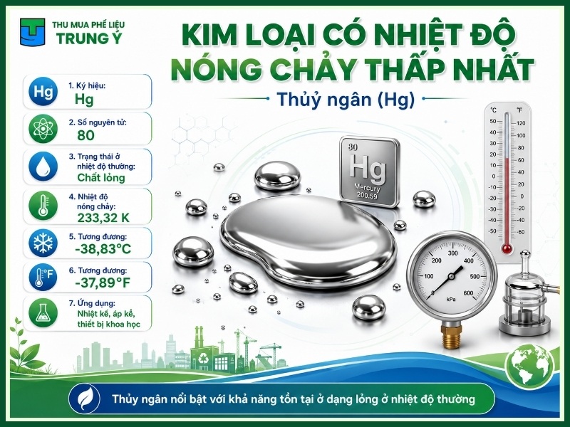 Kim loại có nhiệt độ nóng chảy thấp nhất