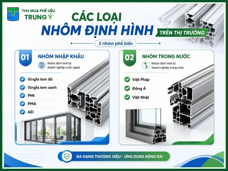 Các loại nhôm định hình trên thị trường hiện nay