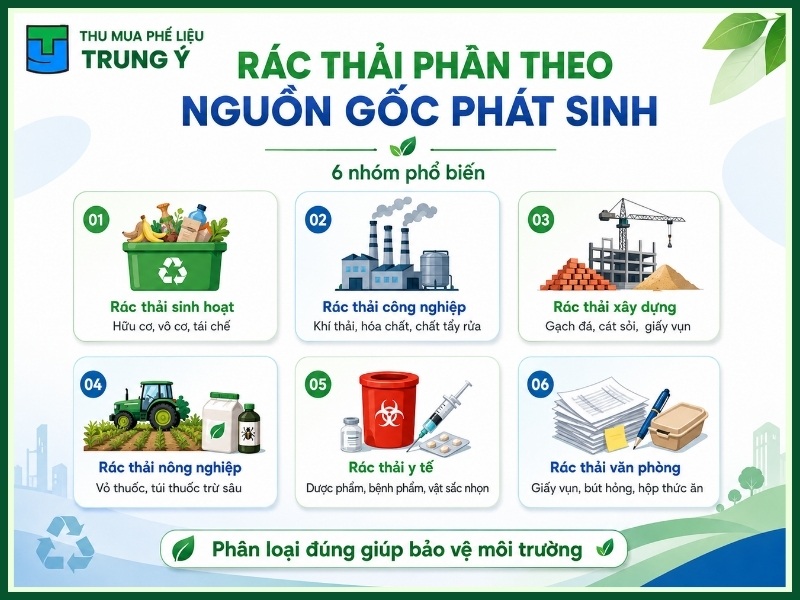 Rác thải phân theo nguồn gốc phát sinh