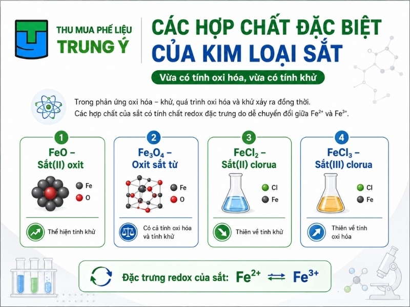 Các hợp chất đặc biệt của kim loại sắt vừa có tính oxi hóa vừa có tính khử