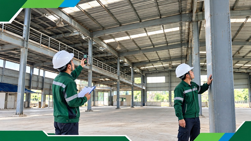 thợ khảo sát thu mua nhà xưởng cũ mái tôn khung thép