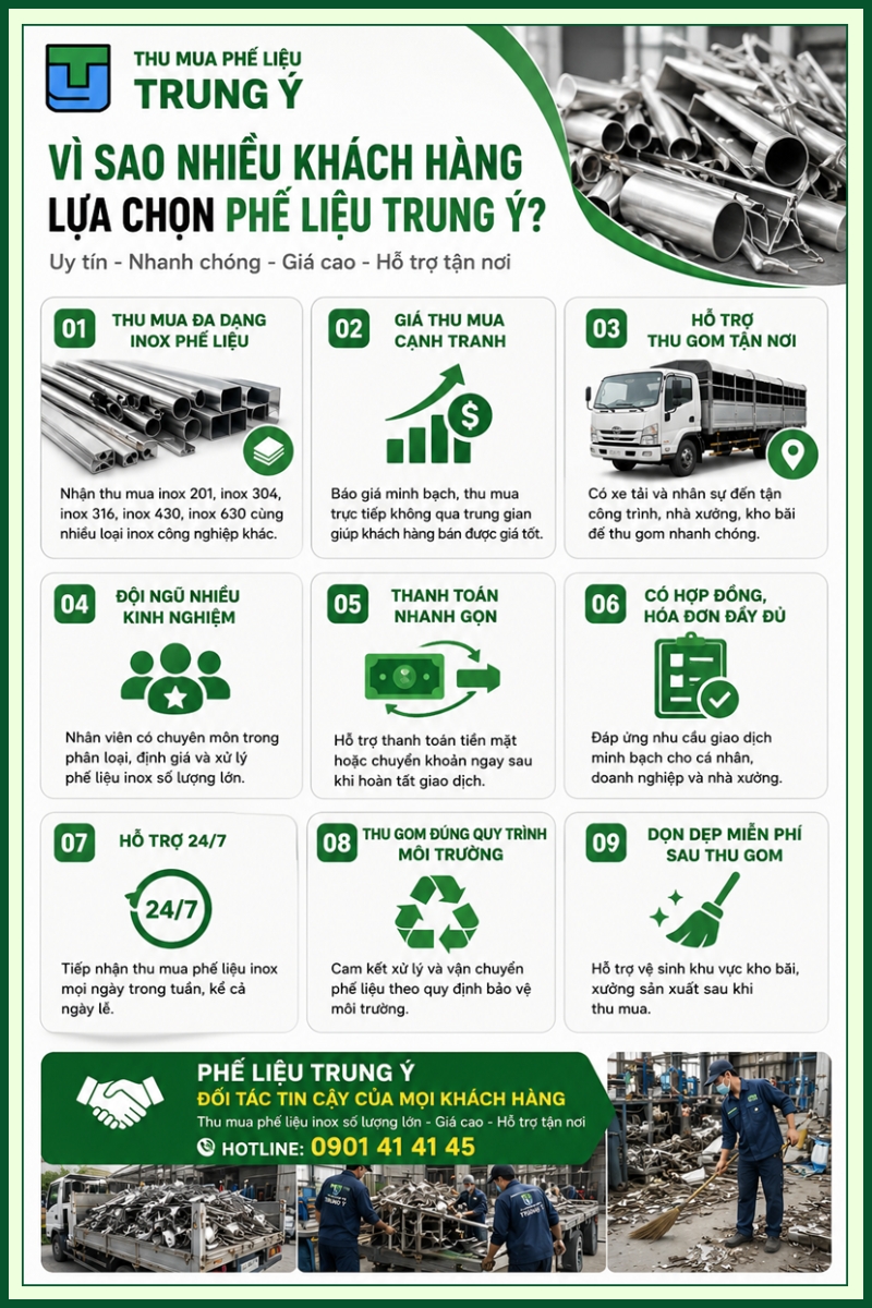 Phế Liệu Trung Ý - Công ty thu mua phế liệu inox giá cao tại TPHCM